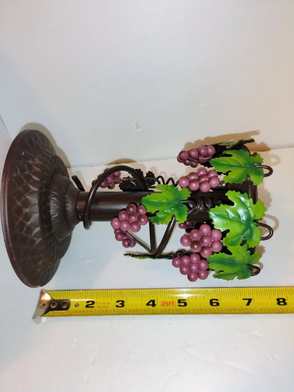Metal grapes and leaves candleholder